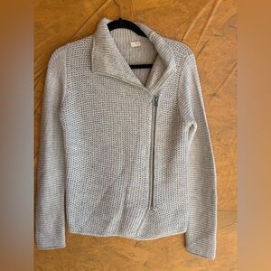 Poetry Light Gray Baby Alpaca & Cotton Asymmetrical Zip-up Sweater Size Medium